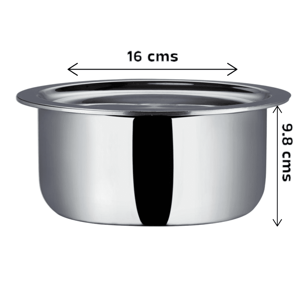 Vinod Platinum Triply Stainless Steel Tope with Lid (Patila) | Induction & Gas Compatible Cookware - 1 Litre