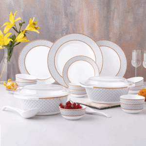 Borosil Premia Series 37 pcs Dinner Set, Made of Opalware, Excellent for Daily Utility