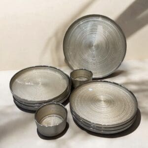 Crystal  Handmade 9 Pcs Snack Set, Metallic Finish Series, Exclusive Hosting and Gifting Set