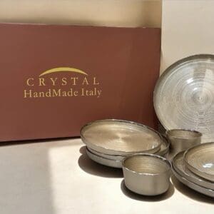Crystal  Handmade 9 Pcs Snack Set, Metallic Finish Series, Exclusive Hosting and Gifting Set