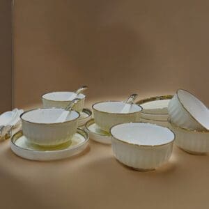 Royal Windsor 18 pcs Soup Set, 6 Bowls + 6 Plates + 6 Soup Spoons, For Exclusive Gifting and Hosting